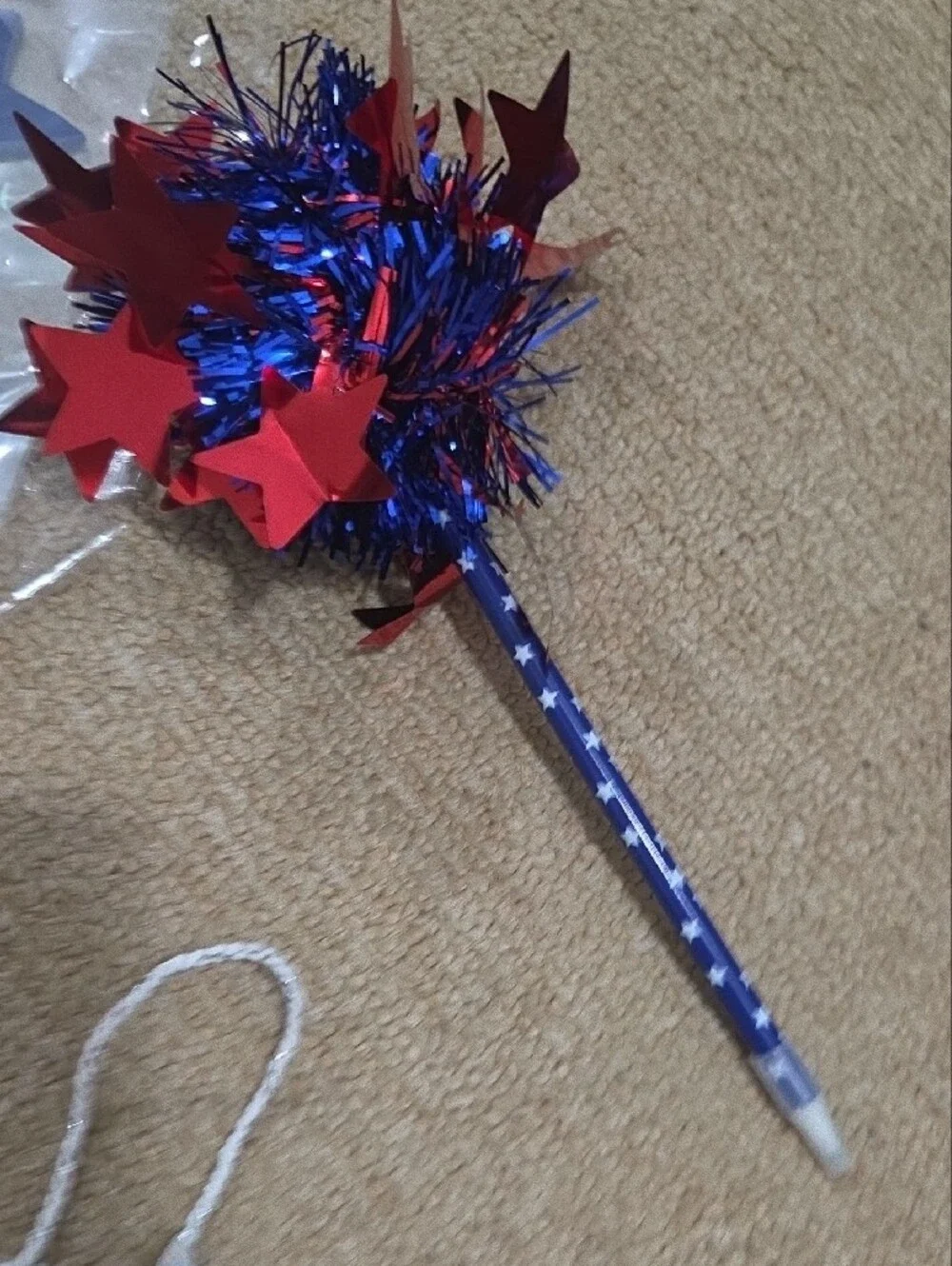 Red White Blue Patriotic Star Garland and Stick Party Decor